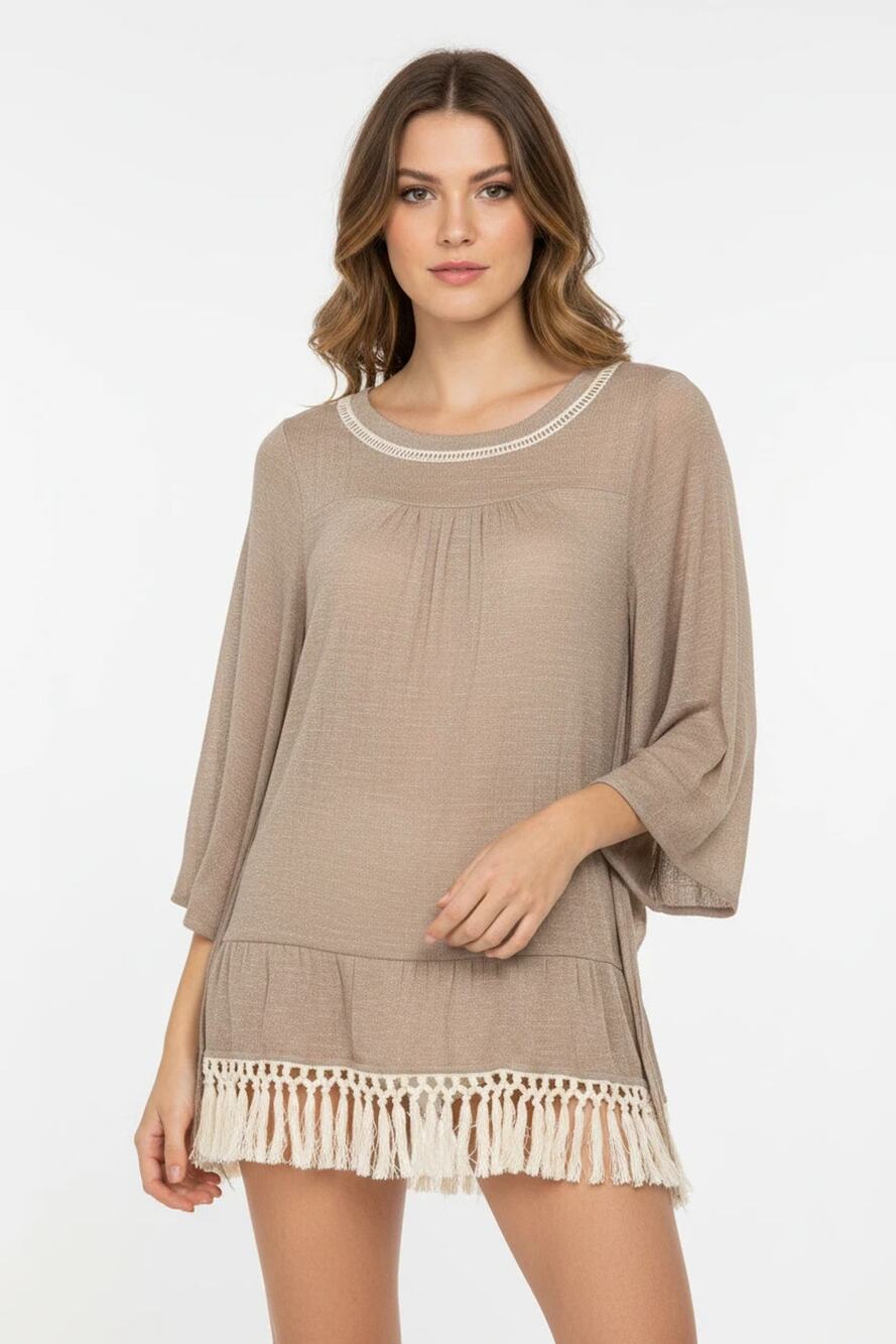Kori America Olive Boho Tunic Top Medium